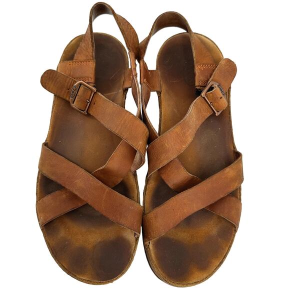 Chaco Wayfarer Sport Sandals Leather ChacoGrip LUVSEAT Sling Back Rust Brown 9 - Picture 2 of 8